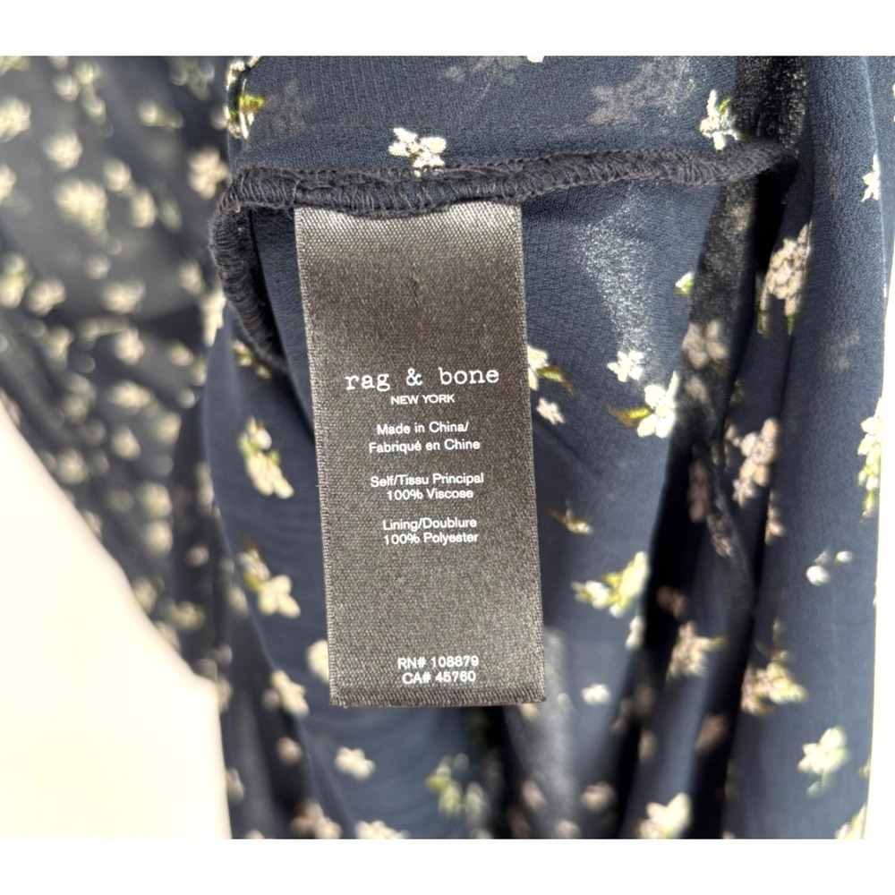 Rag & Bone Tamar Floral Maxi Dress Midnight Blue Chiffon Boho Romantic Ethereal - Picture 6 of 12